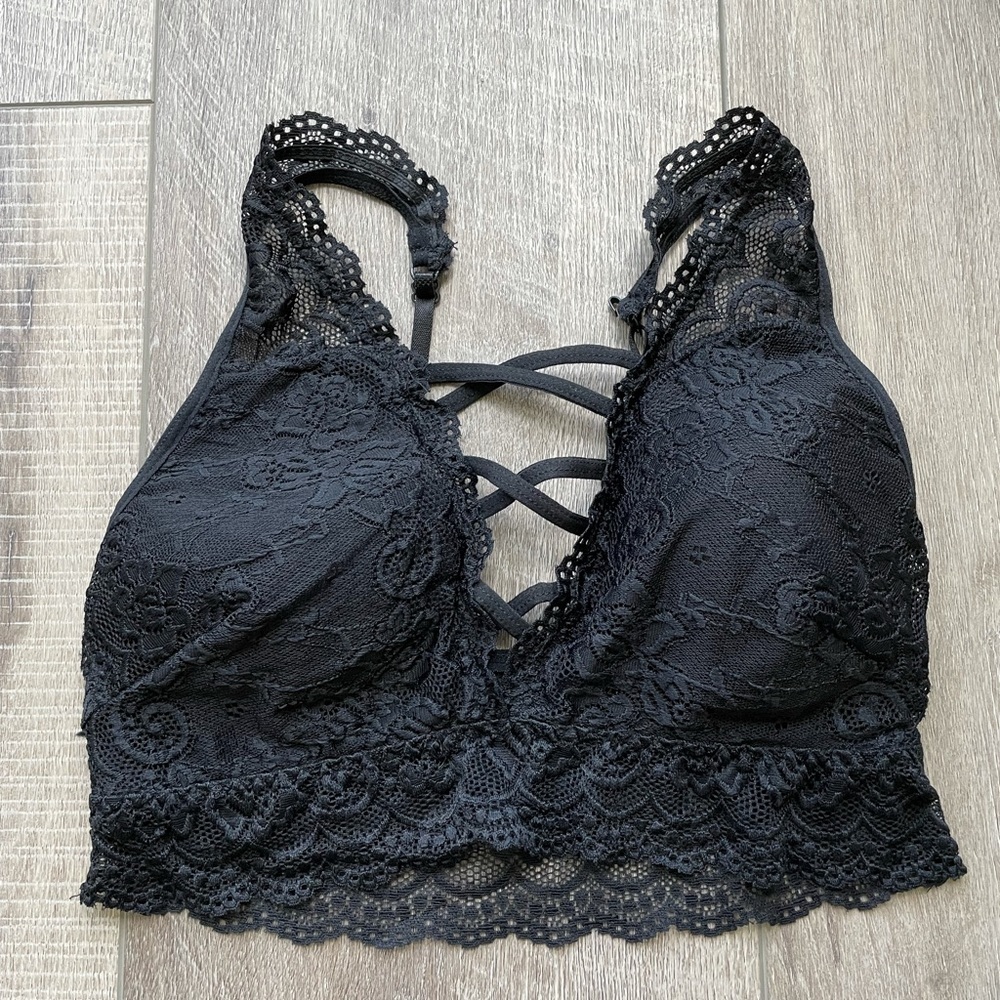Unbranded Lace Crisscross Bralette in Black